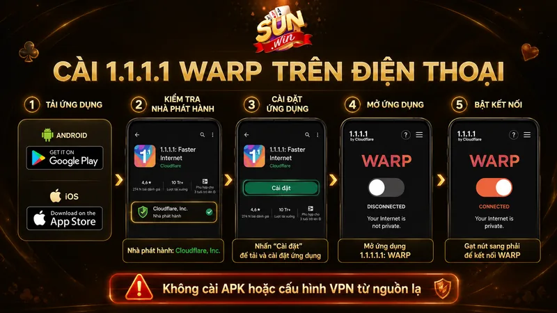 Cài đặt 1.1.1.1 WARP chính thức trên Android và iPhone