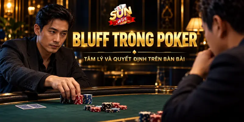 Người chơi đặt chip trước đối thủ trong một tình huống bluff poker.