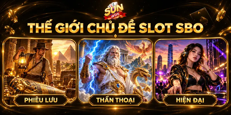 Các chủ đề thám hiểm, thần thoại và giải trí hiện đại trong game slot SBO.
