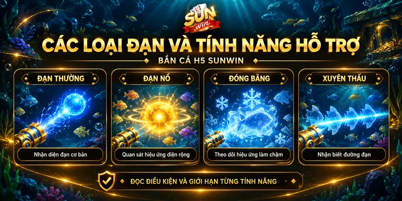 Đạn thường, đạn nổ, đạn đóng băng và đạn xuyên thấu trong bắn cá H5.