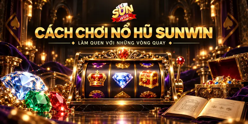 Máy slot với biểu tượng đá quý và rương báu tại Sunwin.