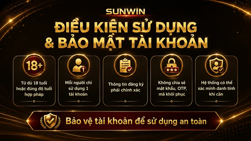 Điều kiện sử dụng và bảo mật tài khoản Sunwin