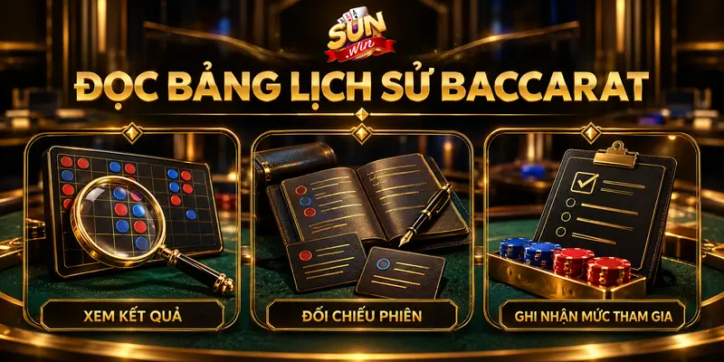 Người chơi xem lại chuỗi kết quả Baccarat và ghi chép lịch sử phiên.