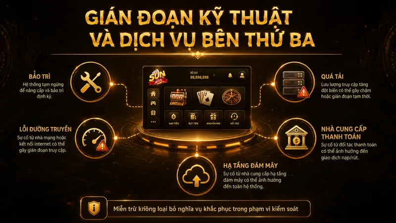 Gián đoạn kỹ thuật và dịch vụ bên thứ ba tại Sunwin
