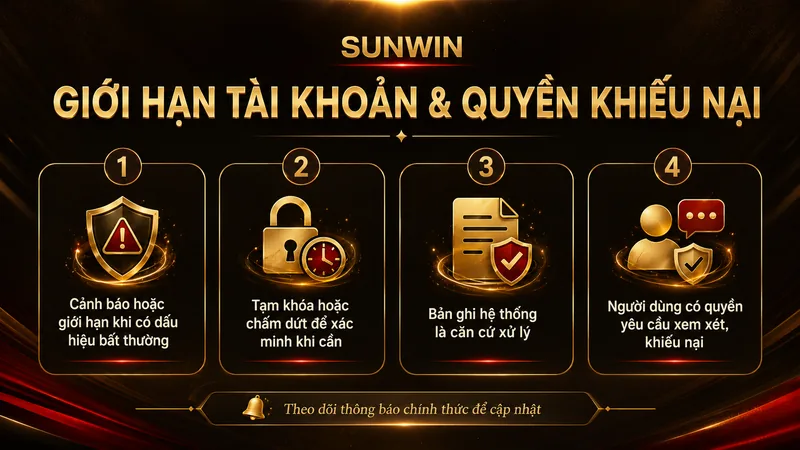 Giới hạn tài khoản và quyền khiếu nại theo điều khoản Sunwin