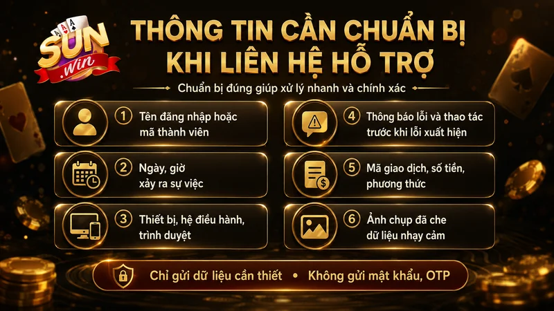 Thông tin cần chuẩn bị trước khi liên hệ hỗ trợ Sunwin