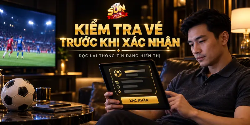 Người xem đọc lại thông tin vé bóng đá trước khi xác nhận.