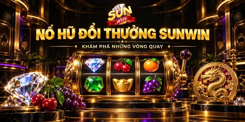 Máy slot với biểu tượng kim cương, trái cây và tài lộc tại Sunwin.