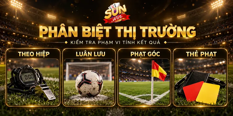 Phân biệt các thị trường bóng đá theo hiệp, luân lưu, phạt góc và thẻ phạt.
