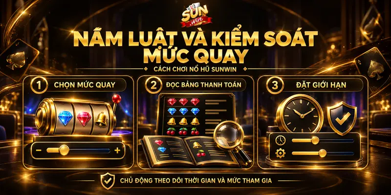 Chọn mức quay, đọc bảng thanh toán và đặt giới hạn khi chơi nổ hũ.