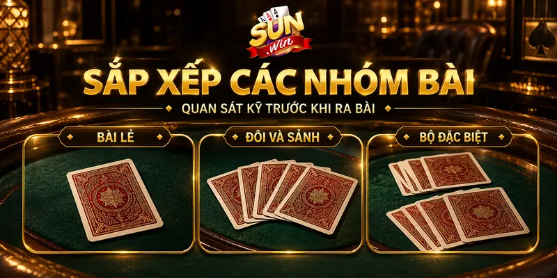 Sắp xếp các nhóm bài khi chơi Tiến Lên Miền Nam.