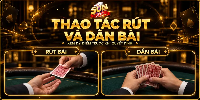 Thao tác rút bài và dằn bài khi chơi Xì Dách.