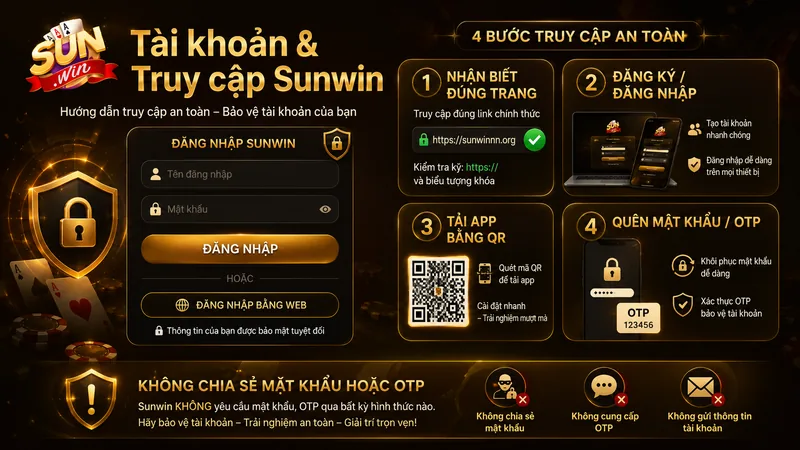 FAQ Sunwin về truy cập đăng ký đăng nhập và bảo mật tài khoản