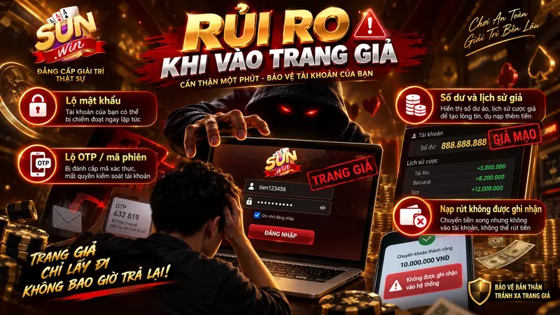 Hướng dẫn xử lý khi đã nhập thông tin hoặc chuyển tiền trên trang giả mạo Sunwin